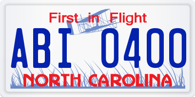 NC license plate ABI0400