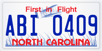 NC license plate ABI0409