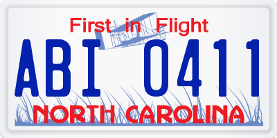 NC license plate ABI0411