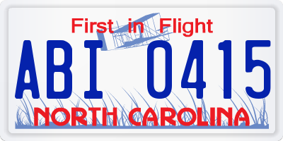 NC license plate ABI0415