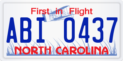 NC license plate ABI0437