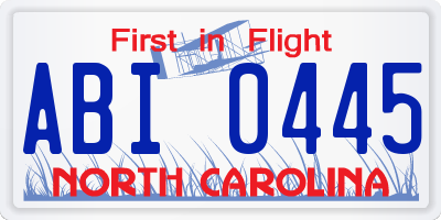 NC license plate ABI0445
