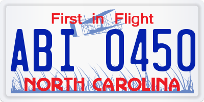 NC license plate ABI0450