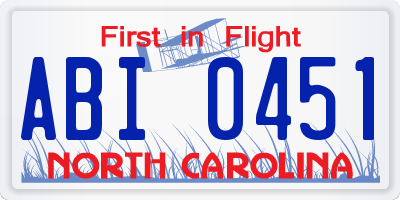 NC license plate ABI0451