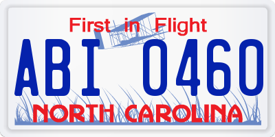 NC license plate ABI0460