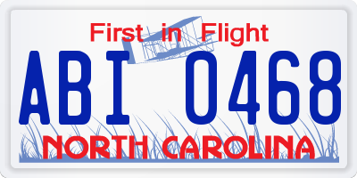 NC license plate ABI0468