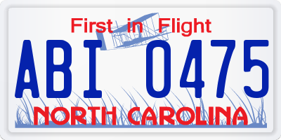 NC license plate ABI0475