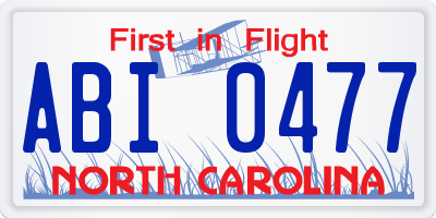 NC license plate ABI0477