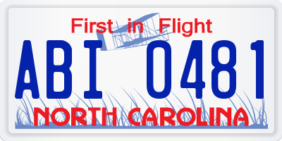 NC license plate ABI0481