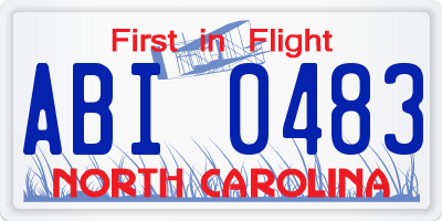 NC license plate ABI0483