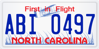 NC license plate ABI0497