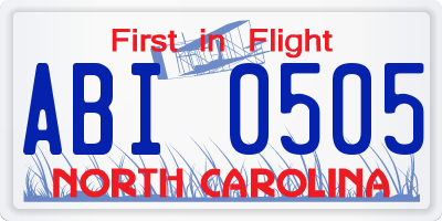 NC license plate ABI0505