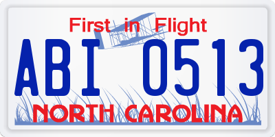 NC license plate ABI0513