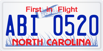NC license plate ABI0520