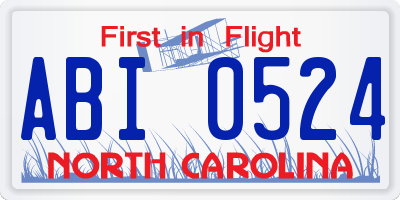NC license plate ABI0524