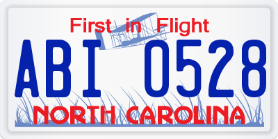 NC license plate ABI0528