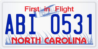 NC license plate ABI0531