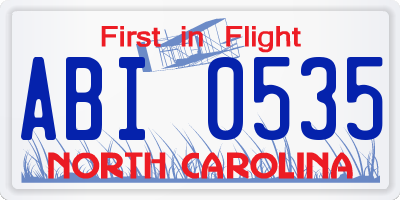NC license plate ABI0535