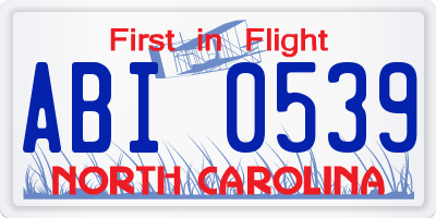 NC license plate ABI0539