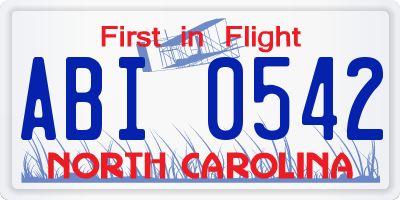 NC license plate ABI0542