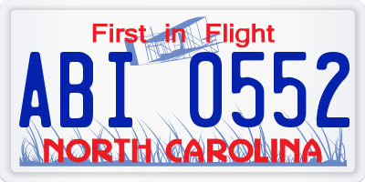 NC license plate ABI0552