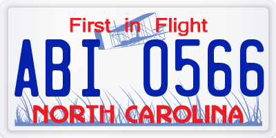 NC license plate ABI0566