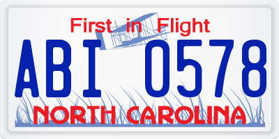 NC license plate ABI0578