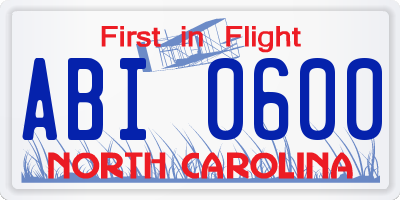 NC license plate ABI0600