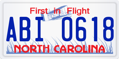NC license plate ABI0618