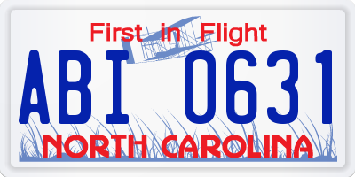 NC license plate ABI0631