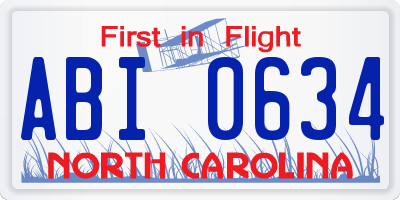 NC license plate ABI0634