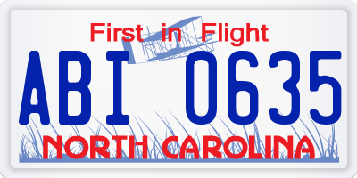 NC license plate ABI0635