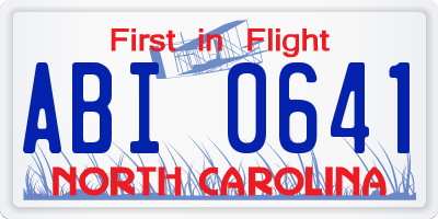 NC license plate ABI0641