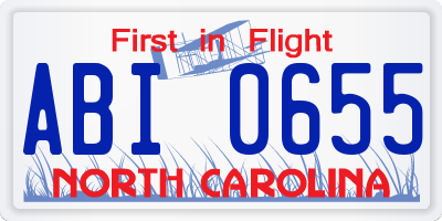 NC license plate ABI0655