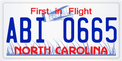 NC license plate ABI0665