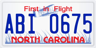NC license plate ABI0675