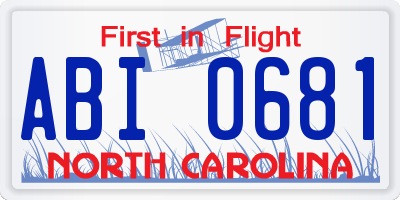 NC license plate ABI0681