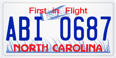 NC license plate ABI0687