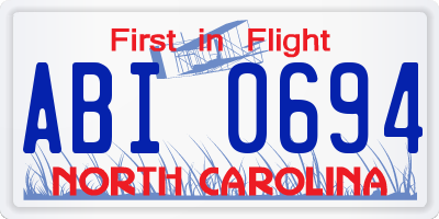 NC license plate ABI0694
