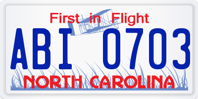 NC license plate ABI0703