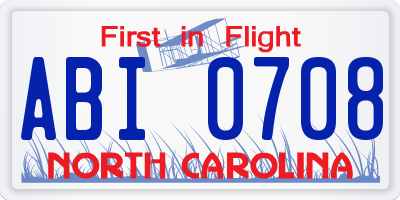 NC license plate ABI0708
