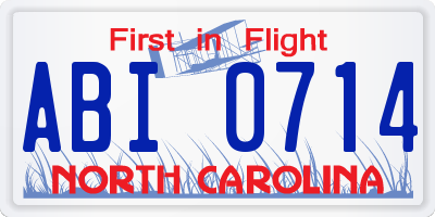 NC license plate ABI0714