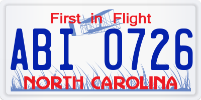 NC license plate ABI0726
