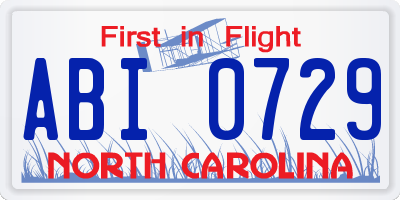 NC license plate ABI0729