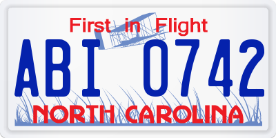 NC license plate ABI0742