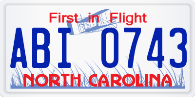 NC license plate ABI0743