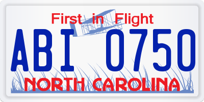 NC license plate ABI0750