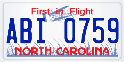 NC license plate ABI0759