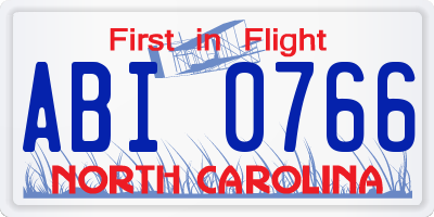 NC license plate ABI0766