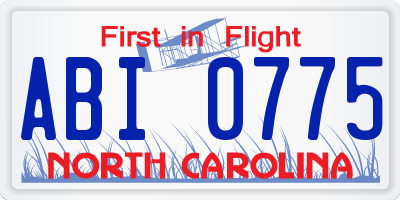 NC license plate ABI0775